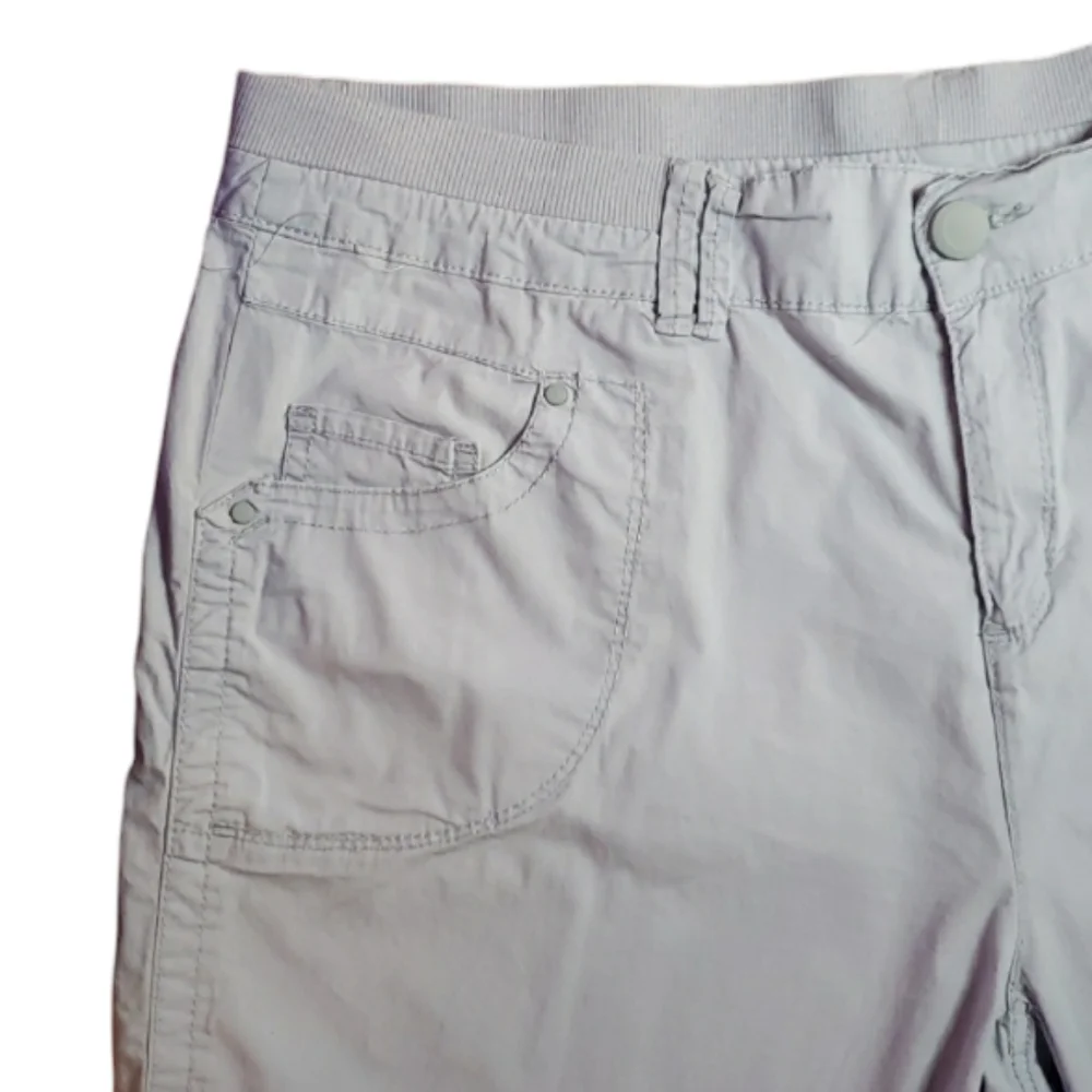 Avenue High Waist Elastic Waistband Drawstring Cinch Legs Gray Cropped Capris 16 - Picture 4 of 16